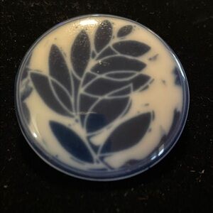 Dansk White Blue Floral brooch